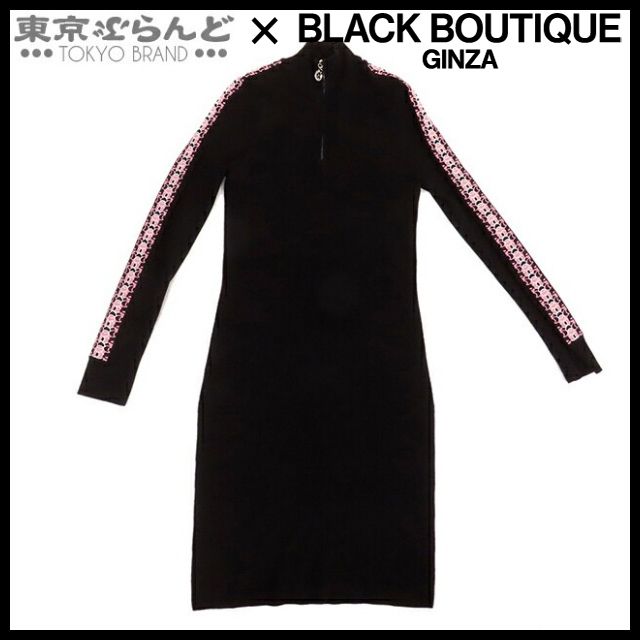 101785157 シャネル CHANEL ココマーク ワンピース P65171 ブラック ピンク ウール ポリエステル ニット 36 レディース