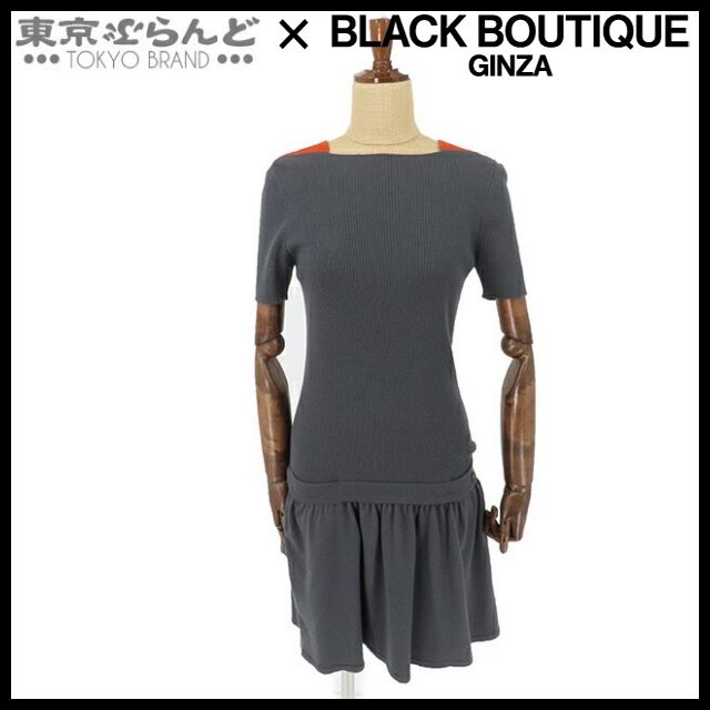 241001019211 シャネル CHANEL 半袖 ワンピース ココマーク P44556K04663 グレーxオレンジ ウール 36 ワンピース レディース