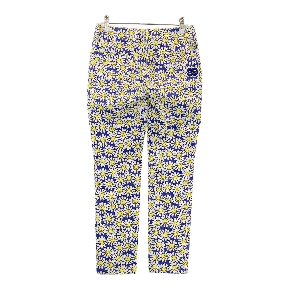 サイズ 00 PEARLY GATES パーリーゲイツ ストレッチパンツ ニコちゃん 総柄 ネイビー系 ゴルフウェア レディース ストスト