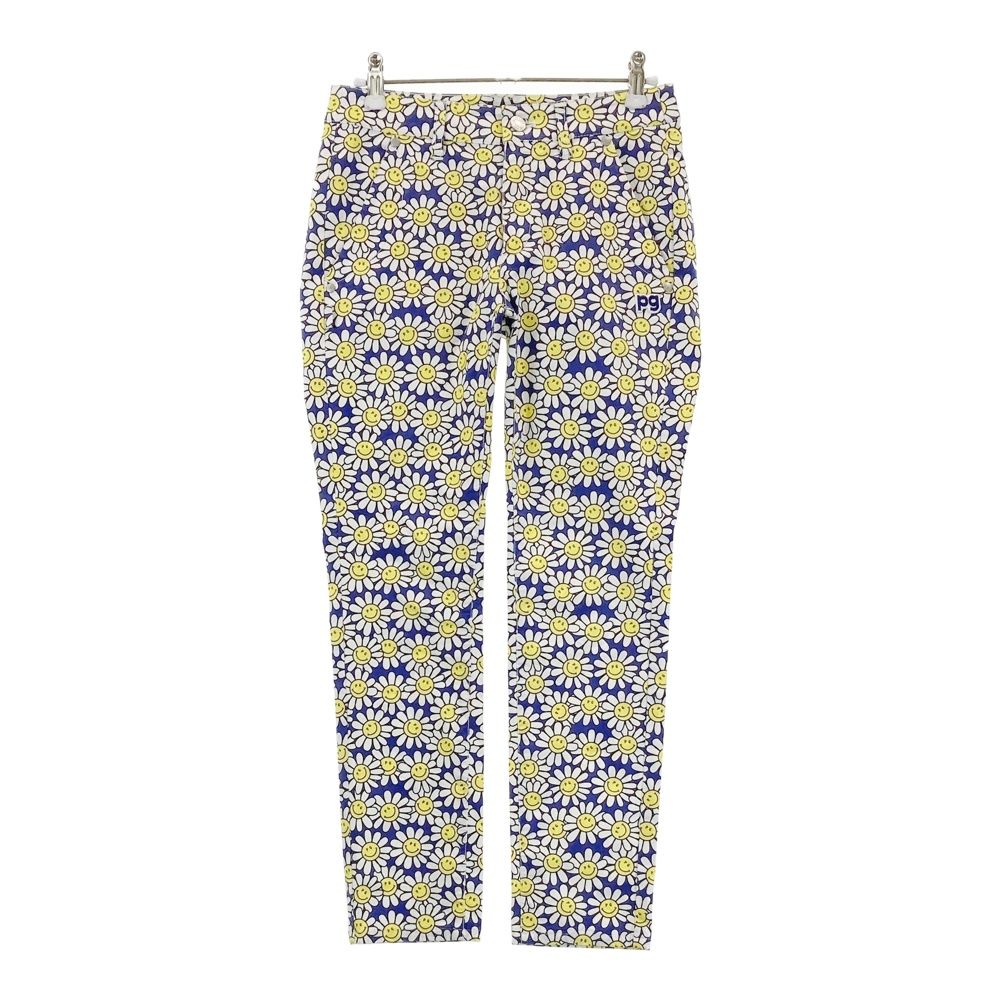 サイズ 00 PEARLY GATES パーリーゲイツ ストレッチパンツ ニコちゃん 総柄 ネイビー系 240101555714 ゴルフウェア レディース ストスト