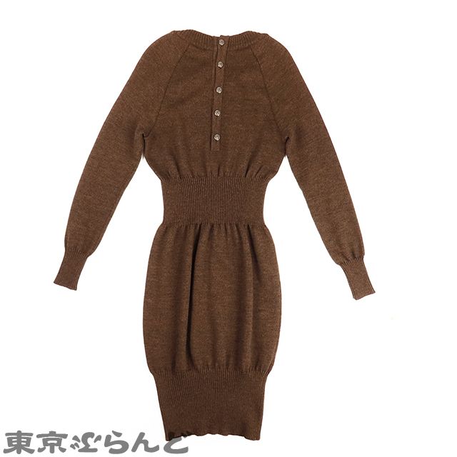 シャネル CHANEL ニット ワンピース ブラウン ウール 長袖 36 レディース