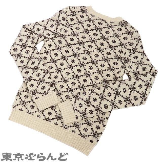 101765768 シャネル CHANEL クルーネック ニット セーター P52856K06870 アイボリー カシミヤ スノーフレーク 総柄 36 トップス レディース