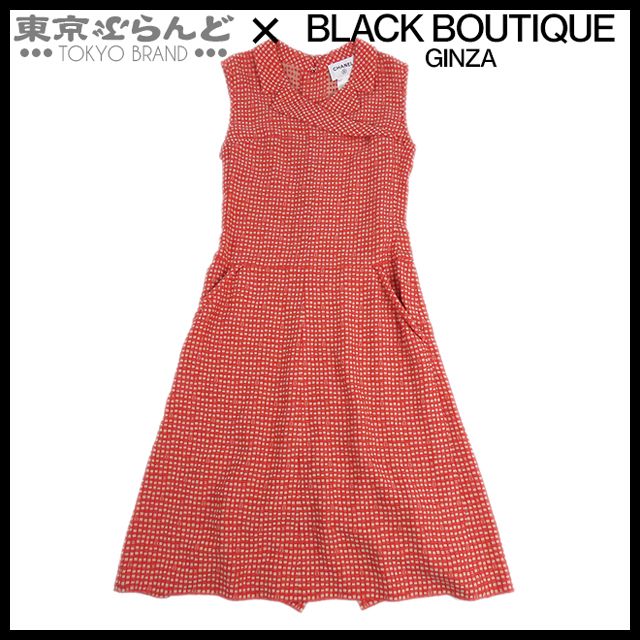 101797564 シャネル CHANEL ココマーク チェックドレス P17953V09910 レッド アセテート レーヨン コットン 36 ワンピース レディース