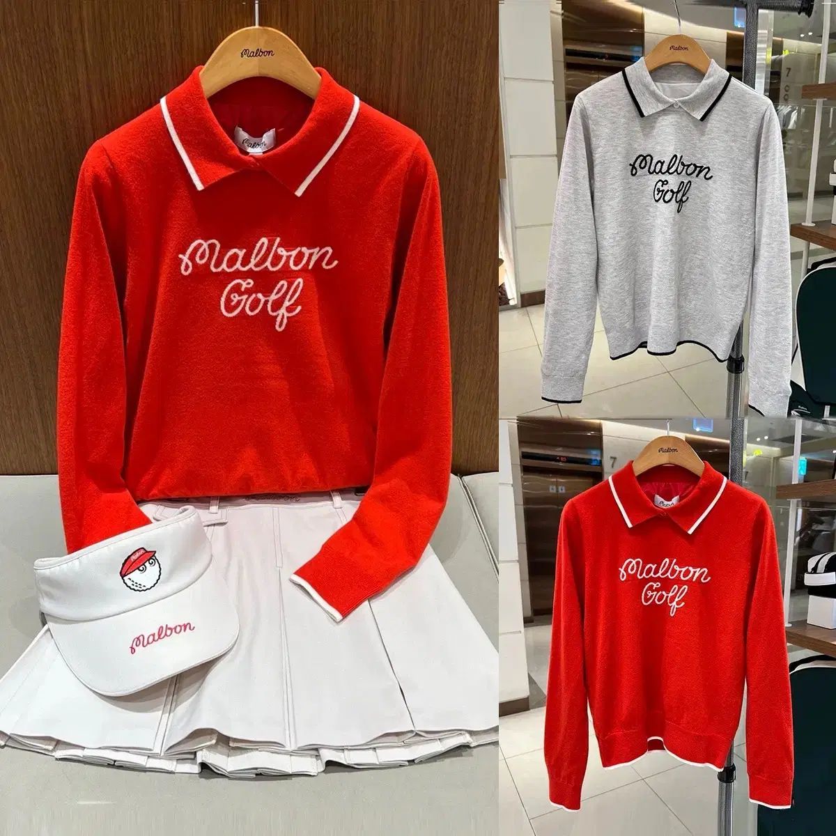 マルボンゴルフ MALBON GOLF レディース ゴルフウェア ニット Tシャツ 長袖