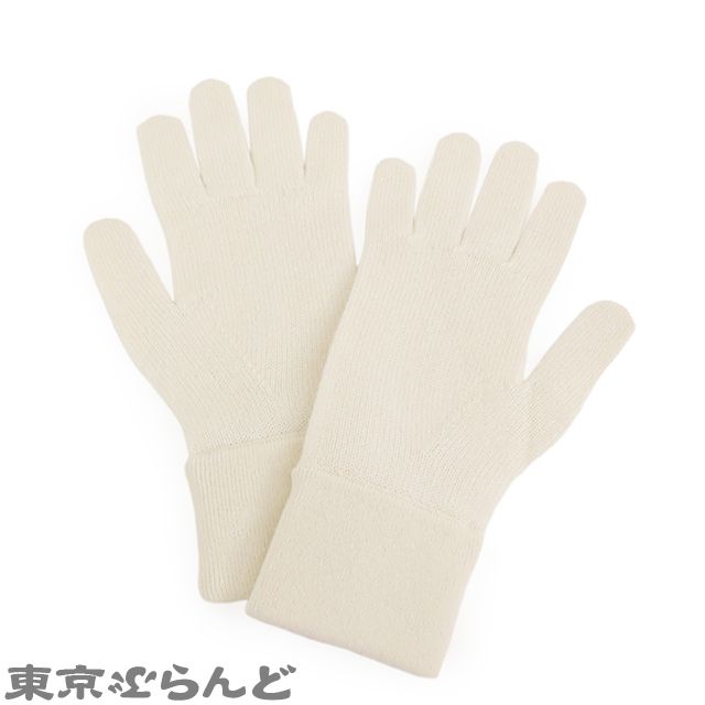 シャネル CHANEL グローブ ホワイトxゴールド カシミヤ ココマーク 21 B 手袋 レディース