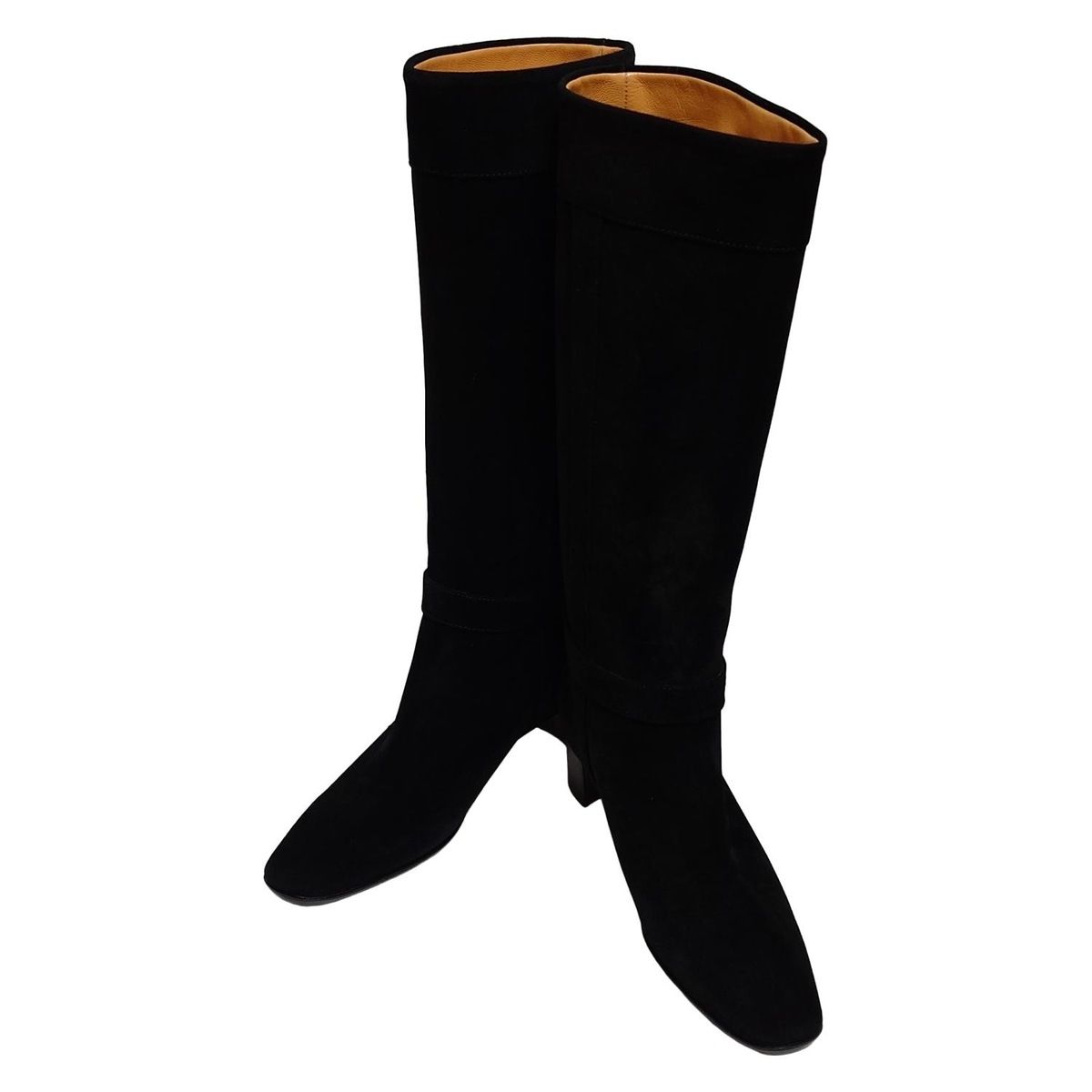 TANINO CRISCI タニノクリスチー ロングブーツ 37 レディース - 黒 ラインストーン アウトソール張替済