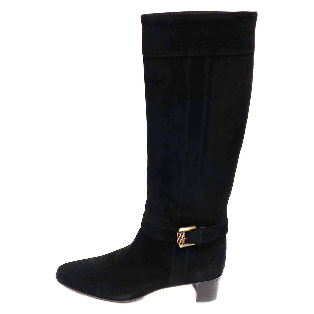 TANINO CRISCI タニノクリスチー ロングブーツ 37 レディース - 黒 ラインストーン アウトソール張替済