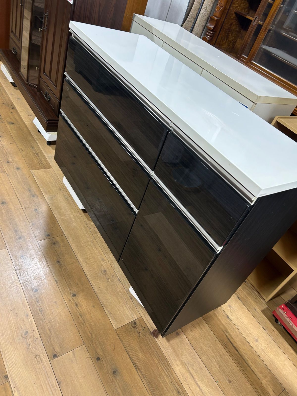 キッチン収納 キャビネット 引き出し ブラック