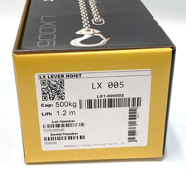 キトー KITO 0.5t レバーブロック LX形 LX005 定格荷重500kg 標準揚程1.2m 荷締機 ガッチャ ≡DT6803-