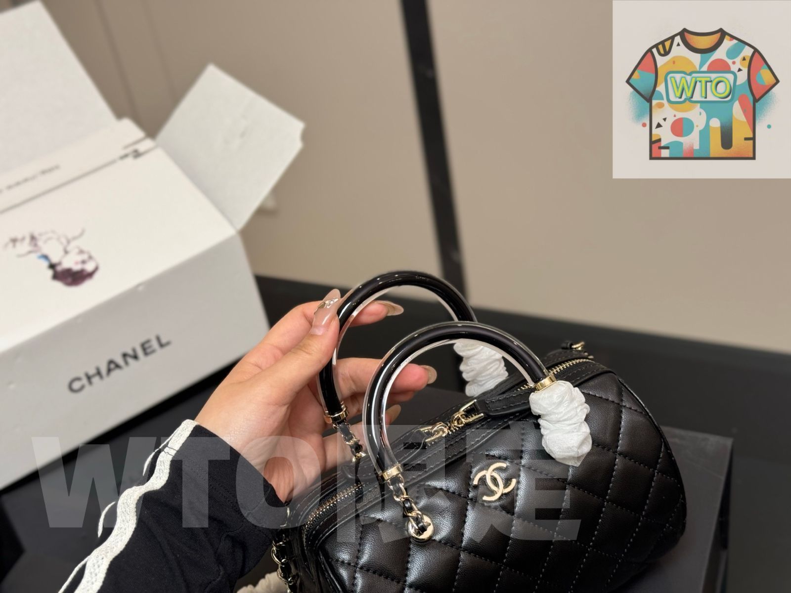  今日 Chanel シャネル 25 Pボウリングバッグ 折りたたみボックス付き がありおしゃれ ハンドバッグ バッグ