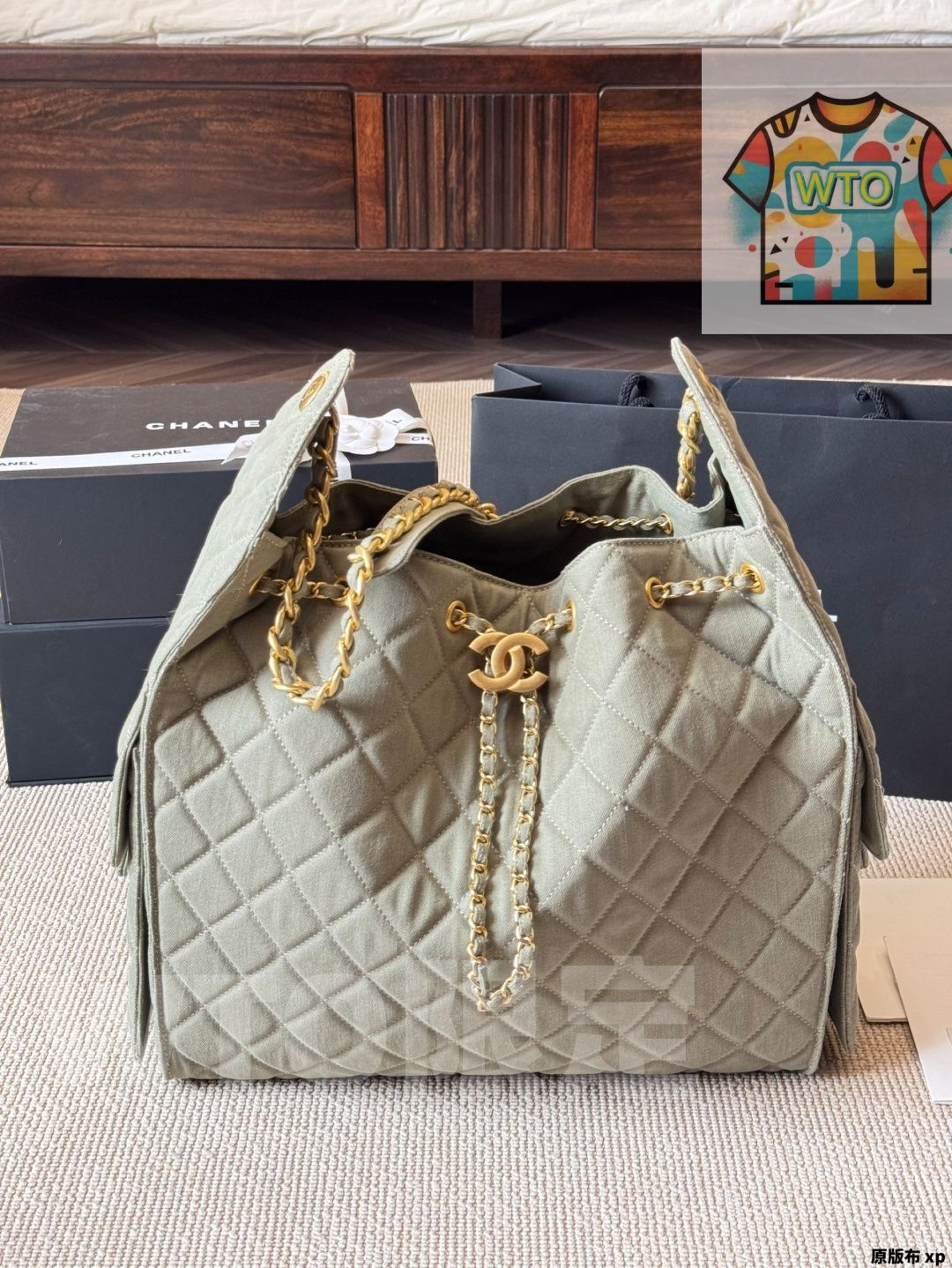 今日 Chanel シャネル ライトブルーデニムホーボー 非常に柔らかい