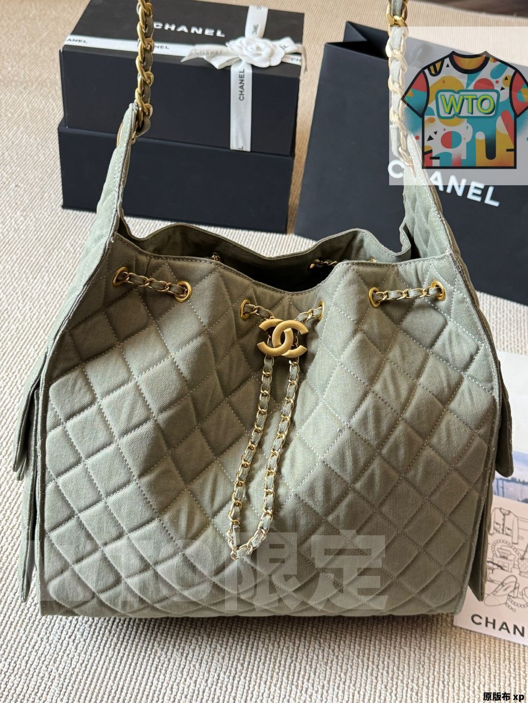 今日 Chanel シャネル ライトブルーデニムホーボー 非常に柔らかい