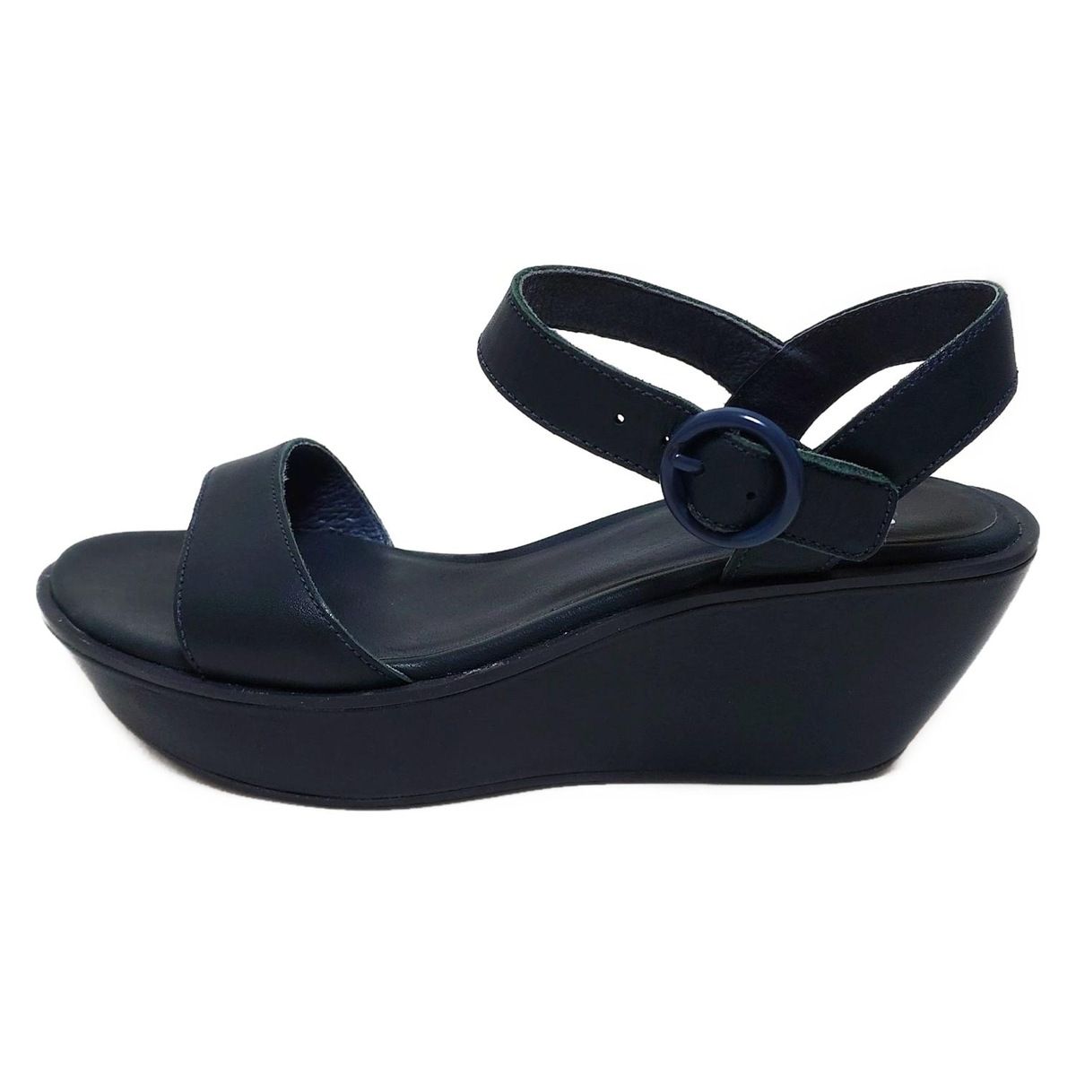 CAMPER カンペール サンダル 36 レディース ネイビー ウェッジソール レザー