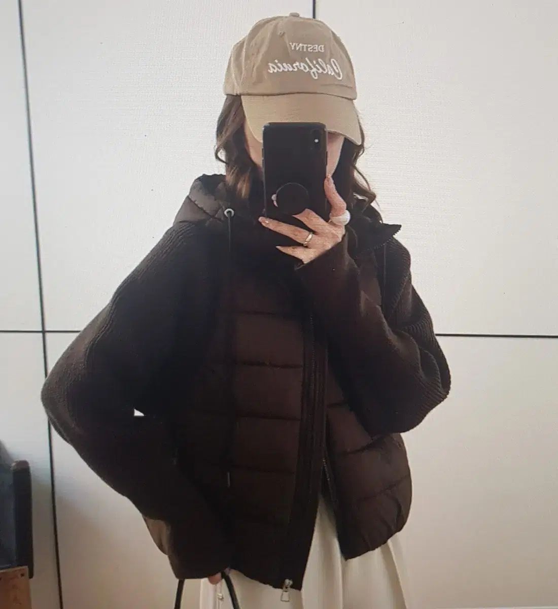 海外配送 ニットセーター フードダウン ベスト 2ピース セット