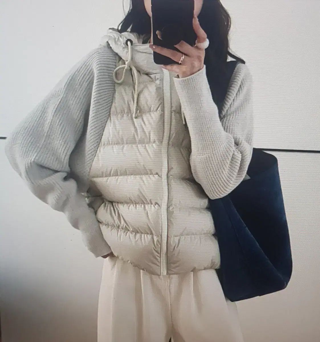 海外配送 ニットセーター フードダウン ベスト 2ピース セット