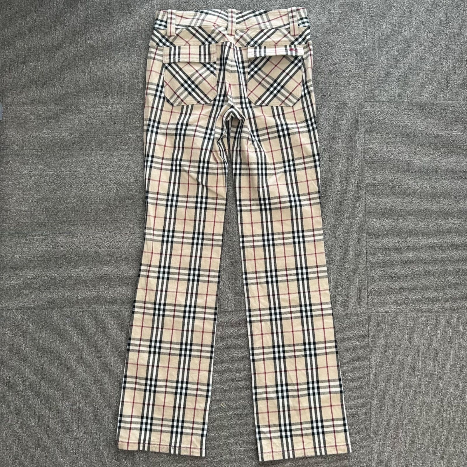 BURBERRY バーバリー ブルーレーベル ノバチェック パンツ 38 レディース 長ズボン ベージュ