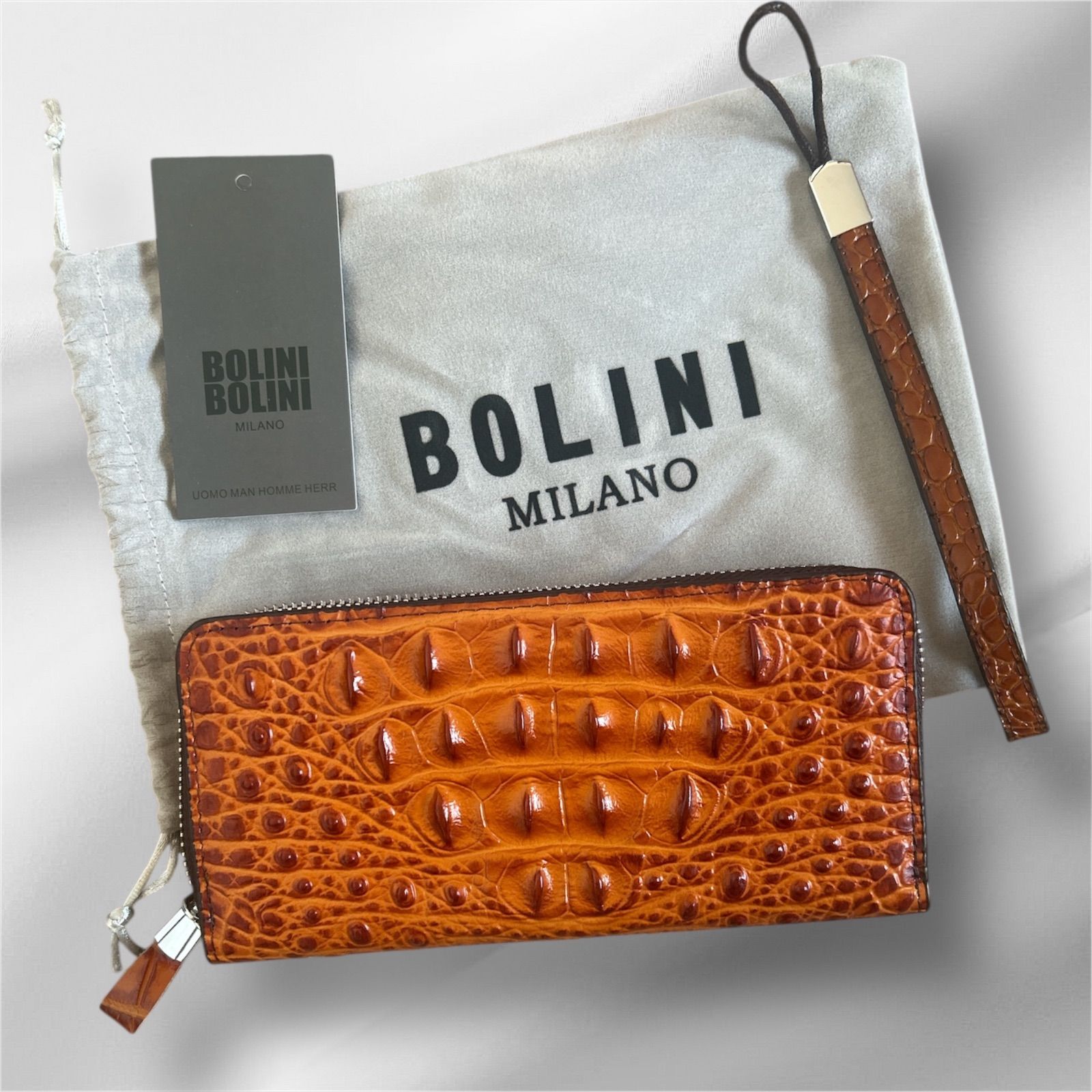 BOLINI ボリニ 最上級牛革 クロコダイル ラウンドファスナー 長財布