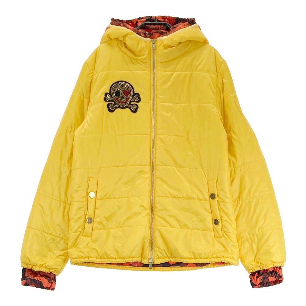 サイズ 3 DANCE WITH DRAGON ダンスウィズドラゴン 中綿 ジップジャケット パーカー スカル イエロー系 240101541021 ゴルフウェア レディース ストスト