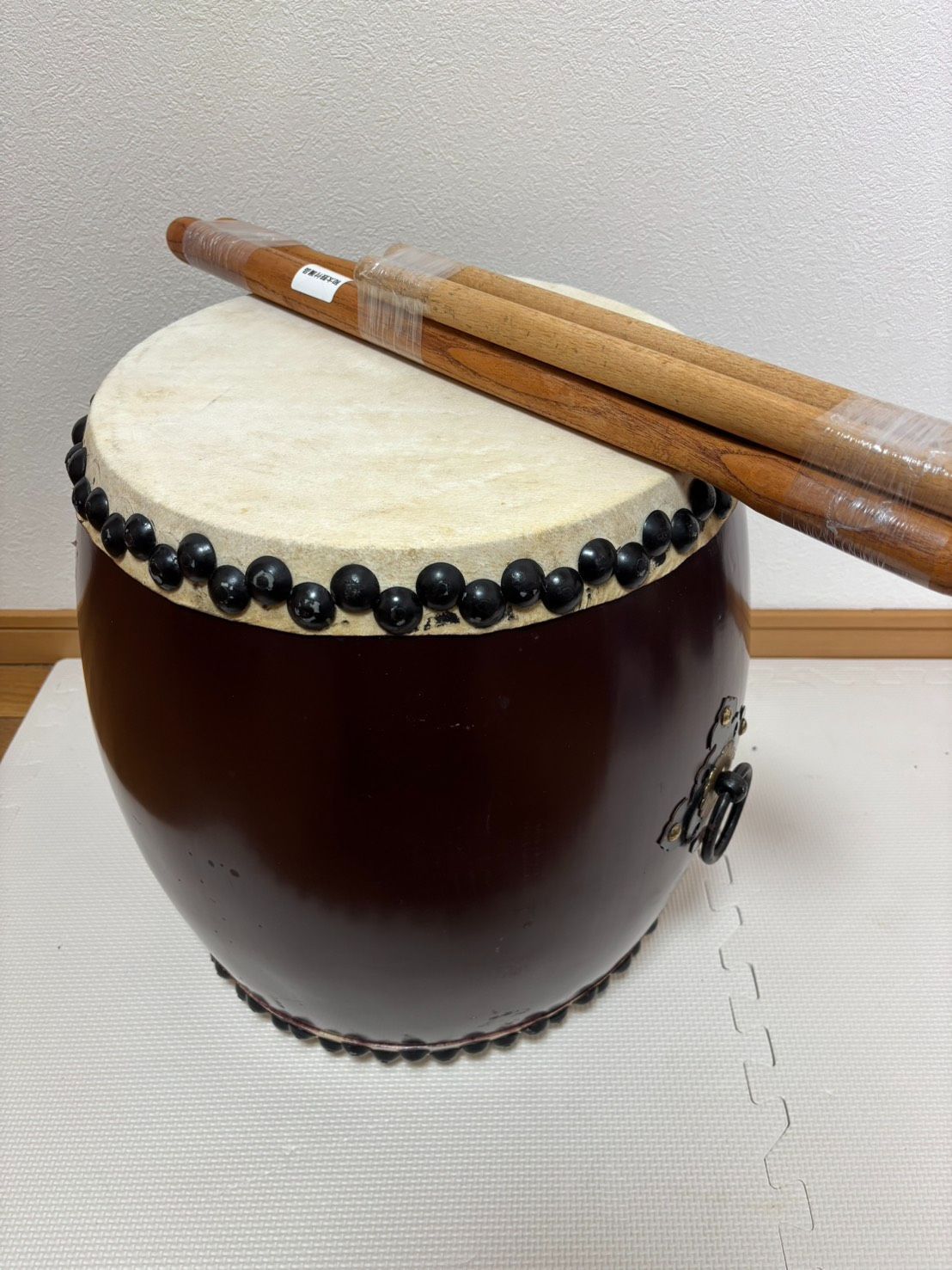 和太鼓 長胴 打面 直径32 cm 胴長さ 約41 バチ 短尺 長尺セット