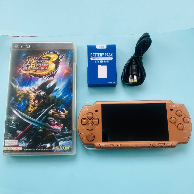 TK060 すぐ遊べるセット SONY PSP 2000 パックマットブロンズ モンスターハンター3rd セット 本体 ソフト バッテリー USBケーブル まとめ ソニー プレイステーションポータブル PS モンハン モンスターハンター
