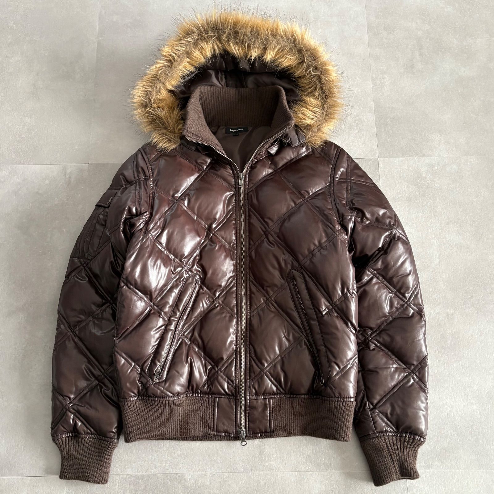 Y2K ダウンジャケット archive 2WAY キルティング 光沢感 ダイヤ