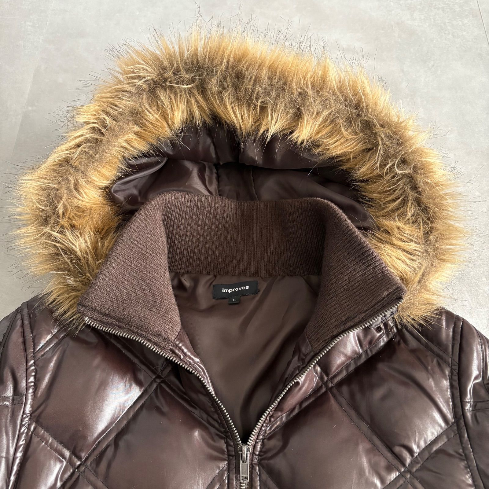 Y2K ダウンジャケット archive 2WAY キルティング 光沢感 ダイヤ