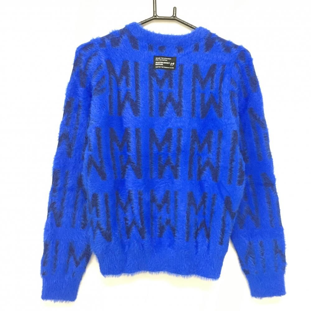 超 マスターバニー セーター ブルー×ネイビー 総柄 ニット レディース 0 S ゴルフウェア モデル MASTER BUNNY EDITION