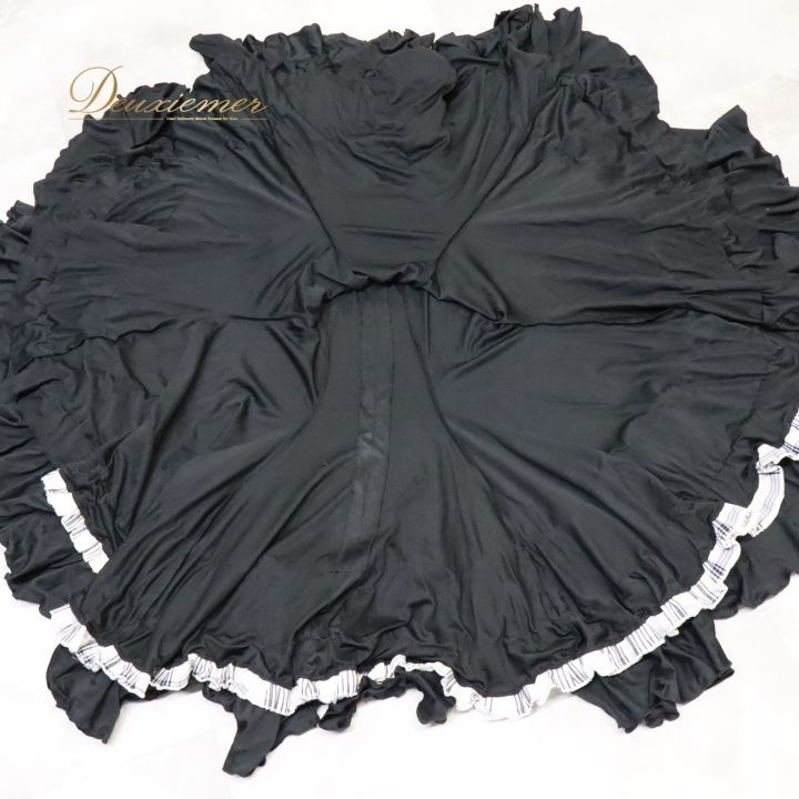 フラメンコ 衣装 ファルダ スカート ハイウエスト 黒 無地 ボランテ