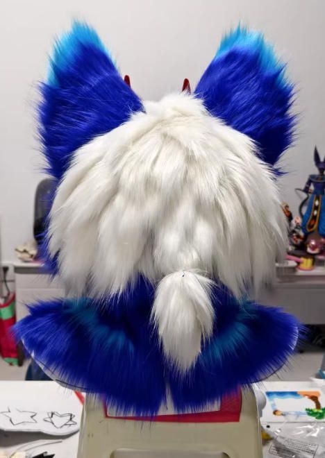 ファースーツ 着ぐるみセット NO 289 犬 紺色 ケモノ 全頭ヘッド ぬいぐるみ コスプレ コスチューム