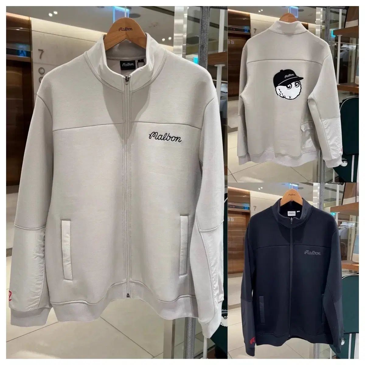 マルボンゴルフ MALBON メンズ ゴルフウェア ダウン アウター ジップアップ 長袖 Tシャツ