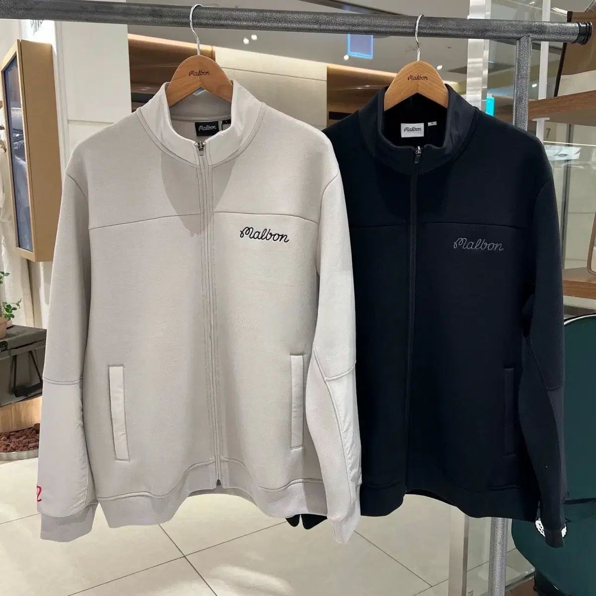 マルボンゴルフ MALBON メンズ ゴルフウェア ダウン アウター ジップアップ 長袖 Tシャツ