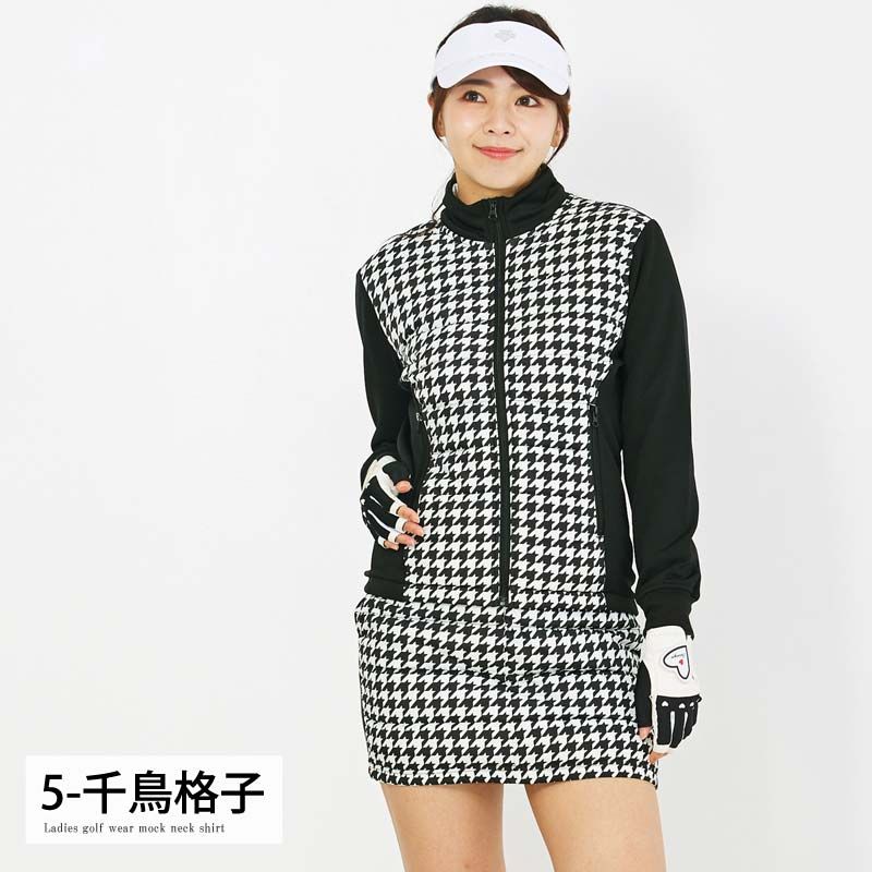 ゴルフウェア レディース ダウン上下セットアップ ダウンジャケット ダウンスカート 暖か裏起毛ボアフリース ストレッチ おしゃれ かわいい 秋冬 5-千鳥格子