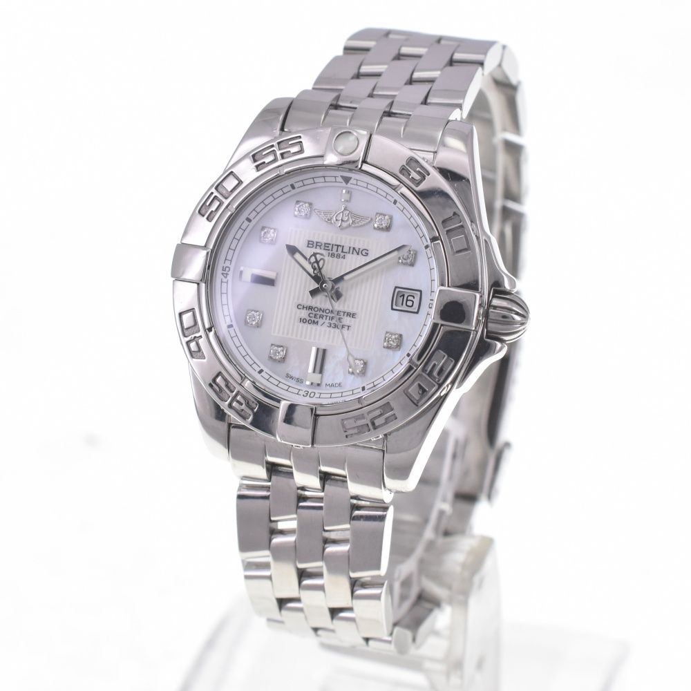 ブライトリング BREITLING A71356 ギャラクティック 8P ダイヤモンド デイト クォーツ レディース 保証書付き Q 141067