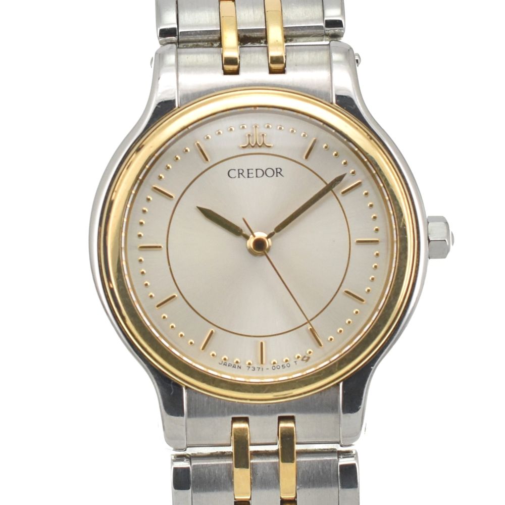 セイコー SEIKO 7371-0040 クレドール K18 ベゼル クォーツ レディース Q 140509