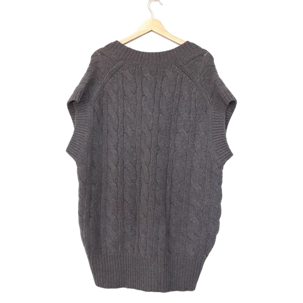 BLAMINK ブラミンク ベスト サイズ38 M レディース - ネイビーグレー カシミヤ ロング丈 オーバーサイズ