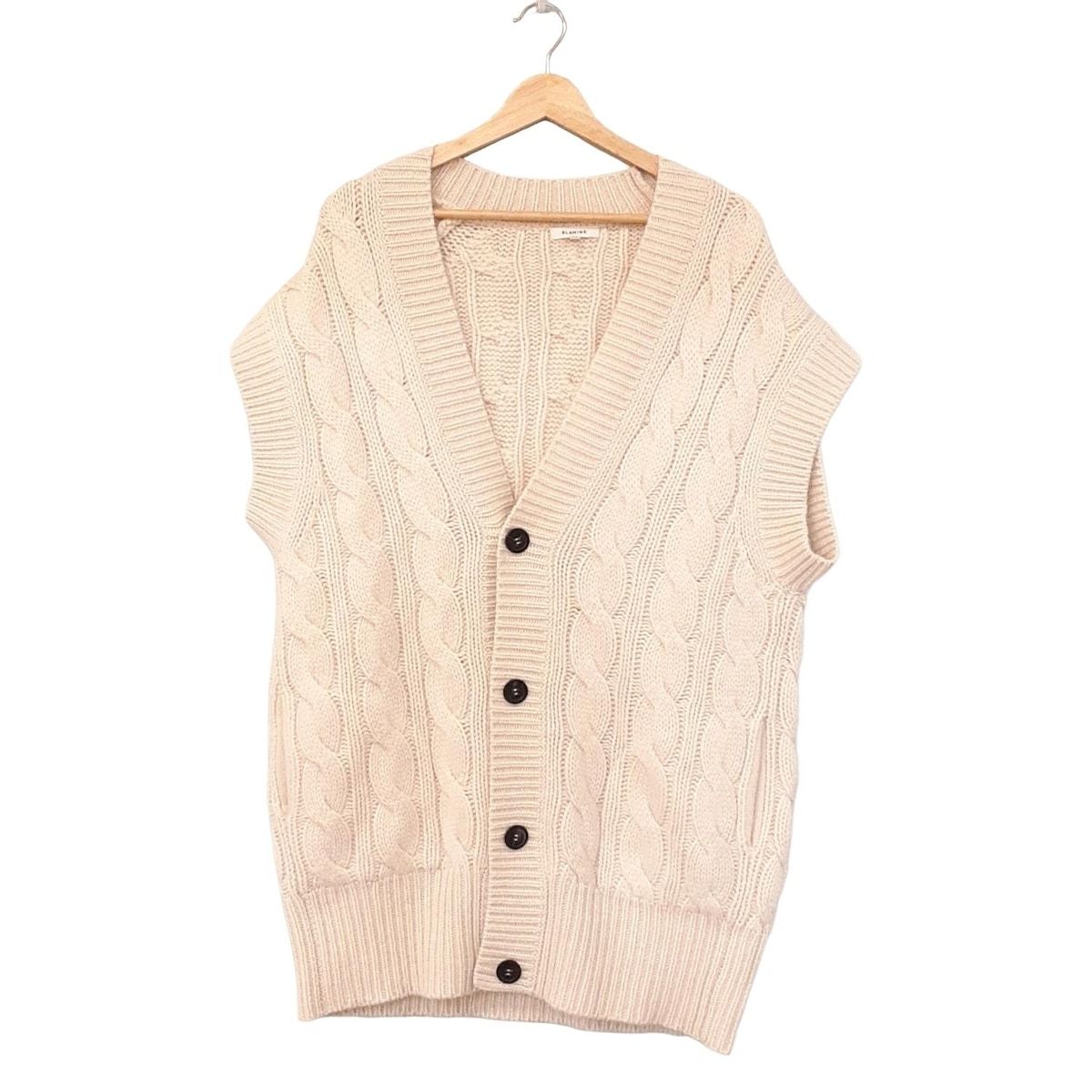 BLAMINK ブラミンク ベスト サイズ38 M レディース - アイボリー カシミヤ ロング丈 オーバーサイズ