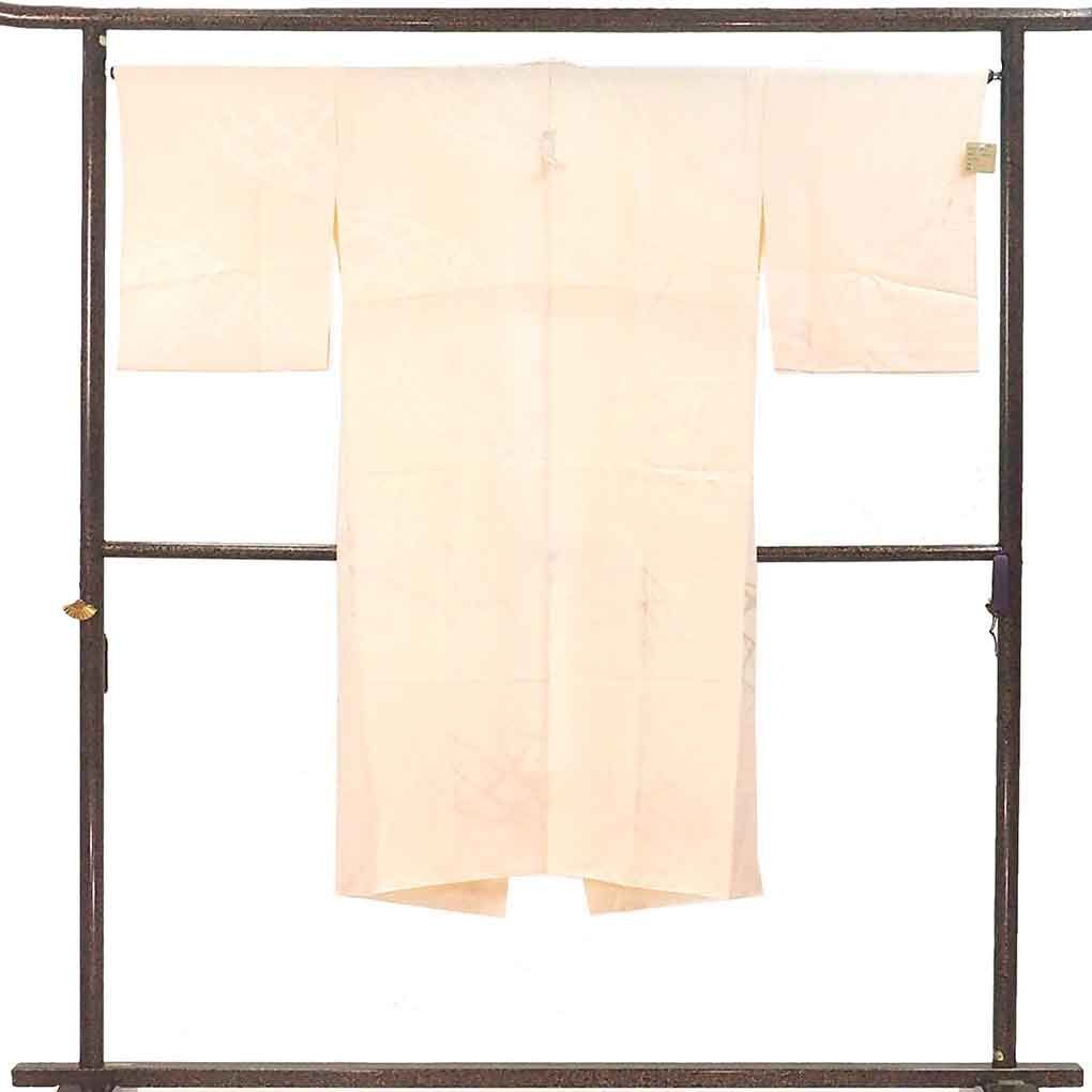 長襦袢 襦袢丈128 cm 裄67 袖丈47.5 袖幅34 レディース 袷 竹垣 裄長 裄Lサイズ 秋冬春用 正絹 シルク ピンク リメイク リユース リサイクル 呉服のきくや