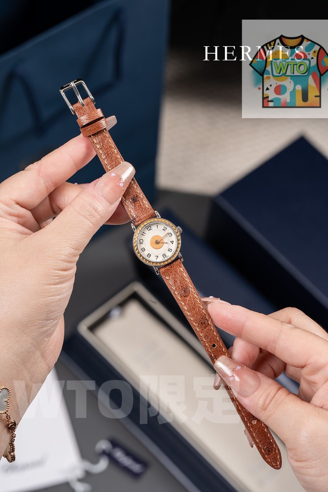 WTO通販 HERMES エルメス ゴールドコイン 時計 原裝オーストリッチレザーストラップを採用-WTO輸入-EFC 46