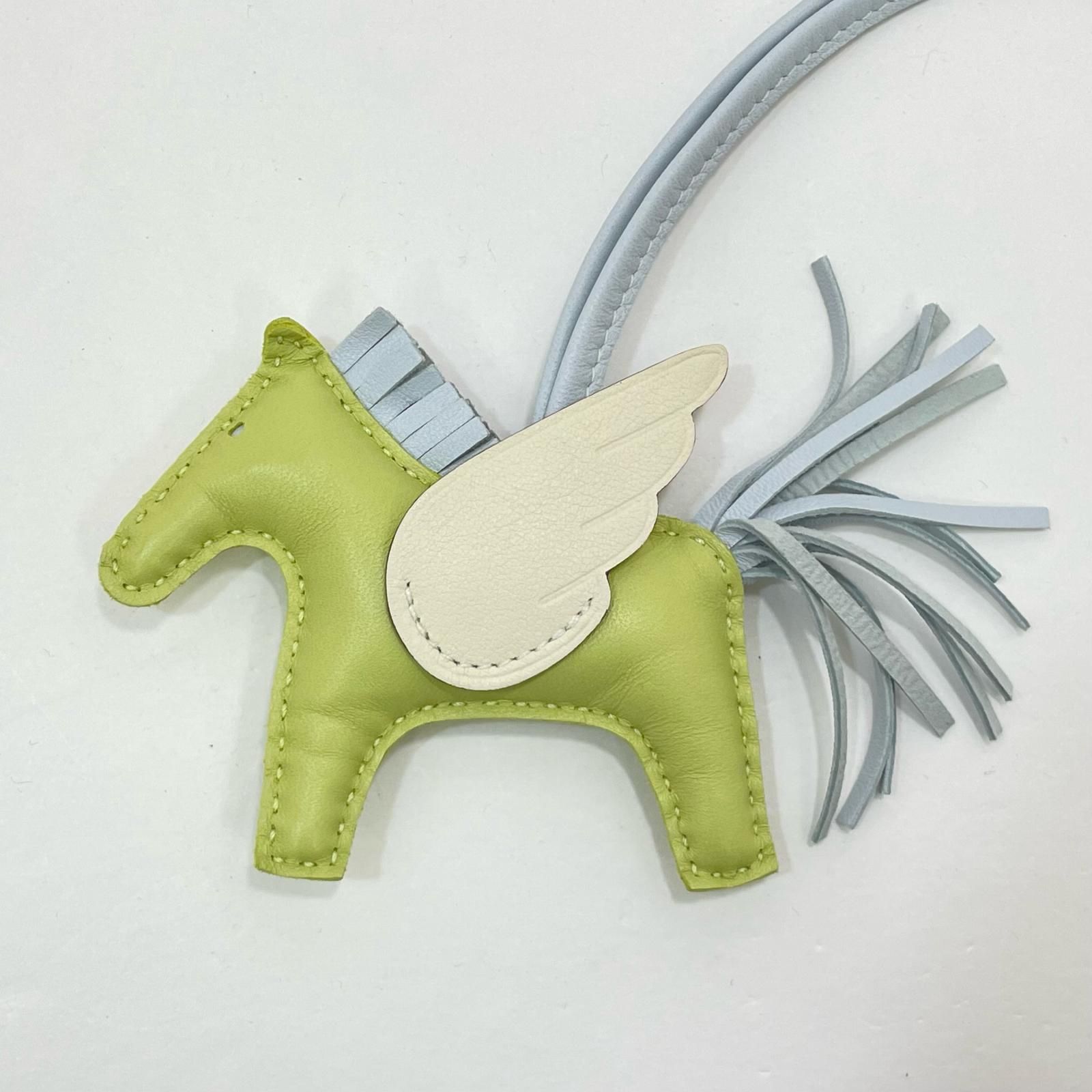 HERMES エルメス ロデオ ペガサス チャーム ストラップ ライトグリーン×ライトブルー