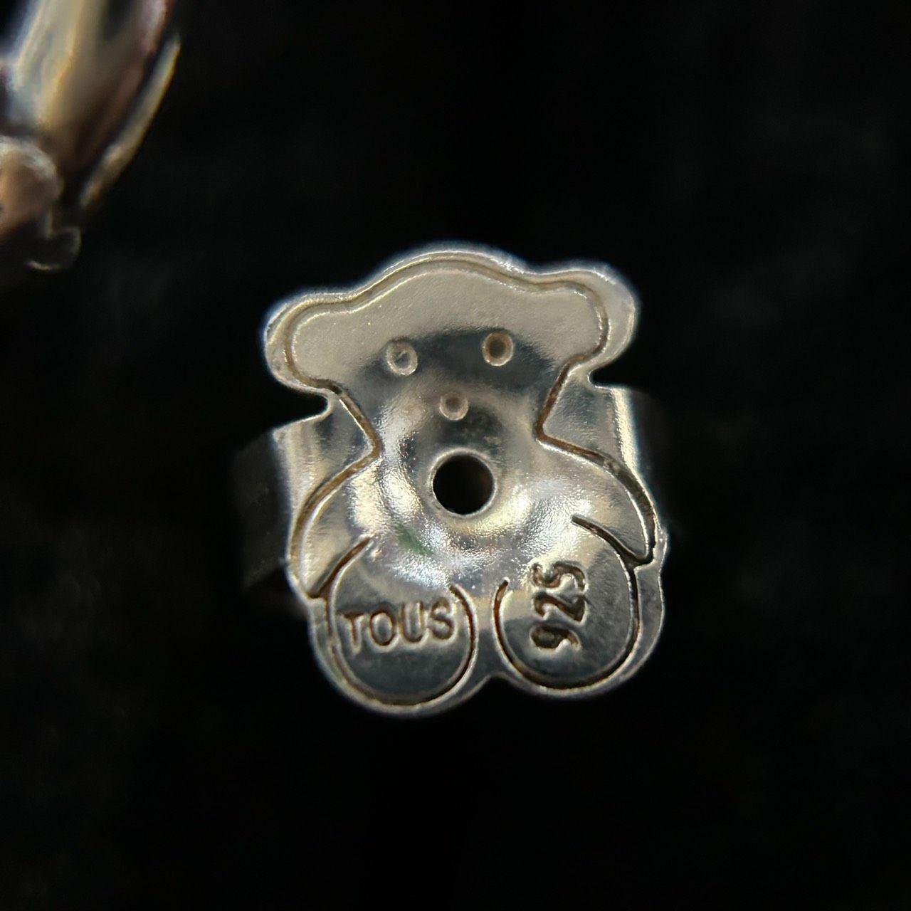 良品】TOUS トウス シルバー925 パール＆ブラックストーン フープ