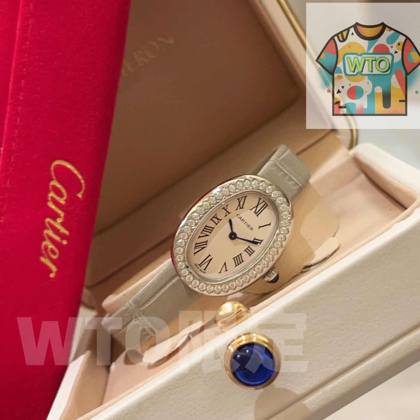 WTO通販 Cartier カルティエ バイニュアールシリーズ 一つの凸円形サファイアを象嵌-WTO輸入-PDR 33