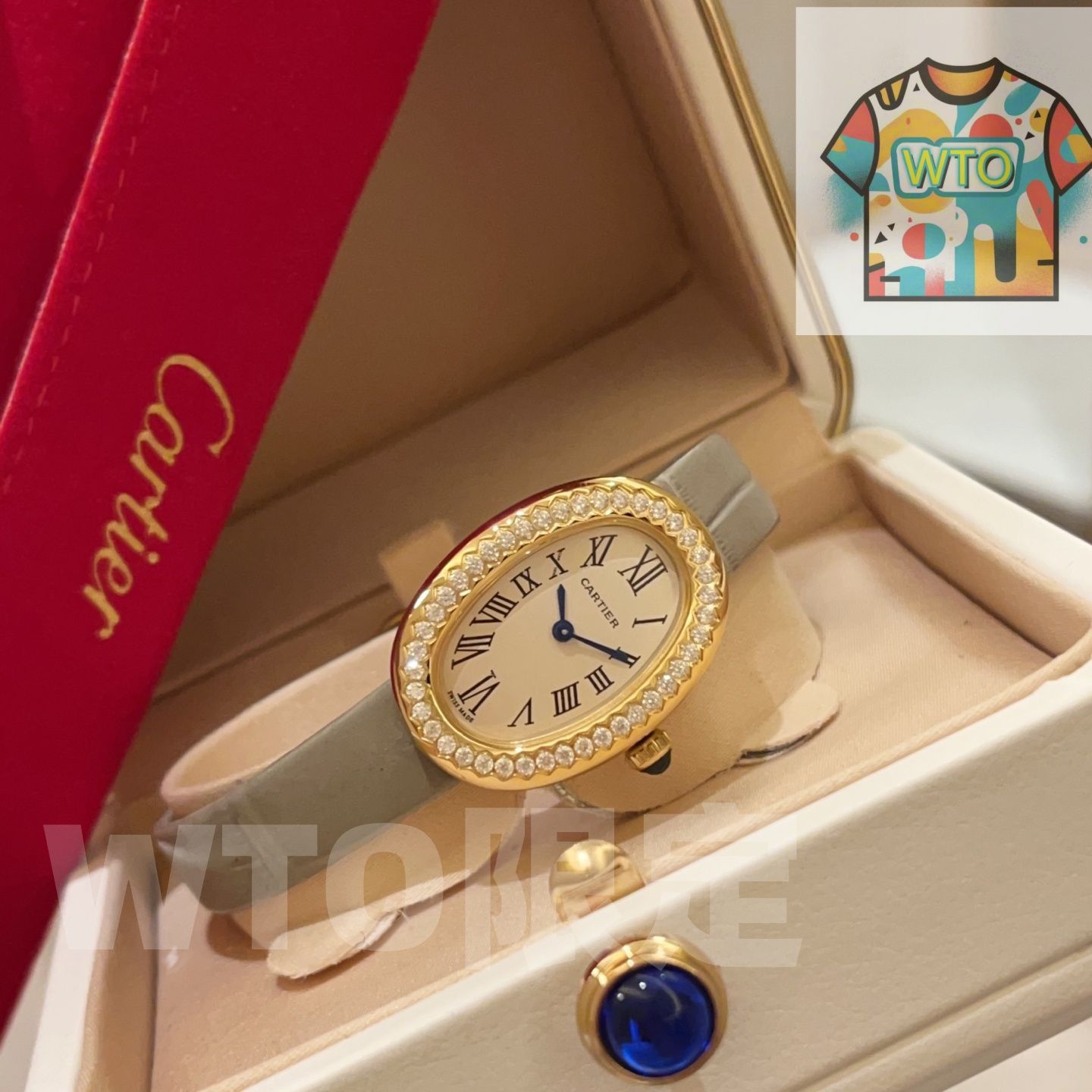 WTO通販 Cartier カルティエ バイニュアールシリーズ 一つの凸円形サファイアを象嵌-WTO輸入-BYR68