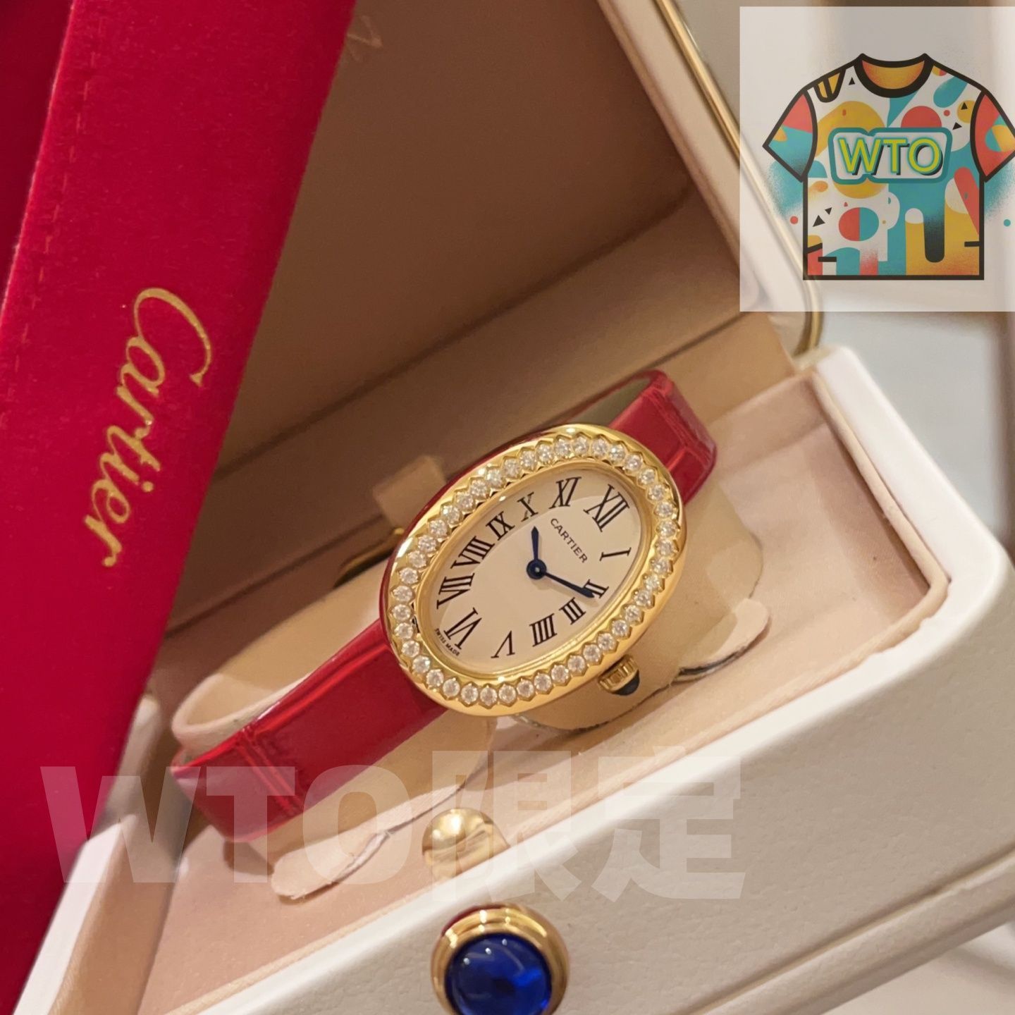 WTO通販 Cartier カルティエ バイニュアールシリーズ 一つの凸円形サファイアを象嵌-WTO輸入-BYR 68