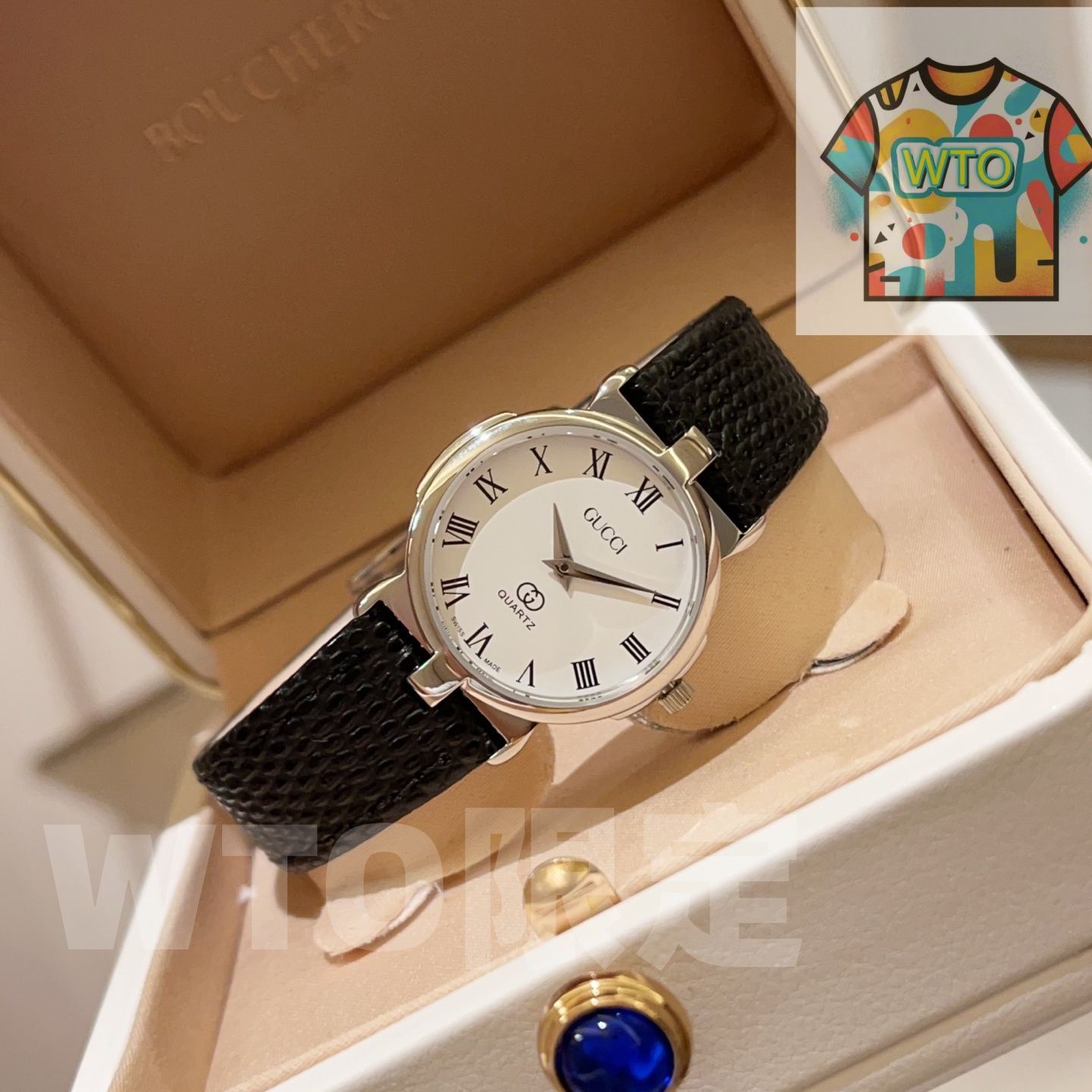 WTO通販 GUCCI グッチ ローマ白い小さな花 モデル クラシック リングとローマ数字目盛りを備える-WTO輸入-CRU57