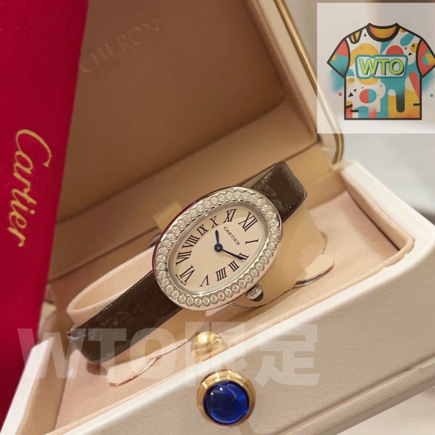 WTO通販 Cartier カルティエ バイニュアールシリーズ 一つの凸円形サファイアを象嵌-WTO輸入-PDR33