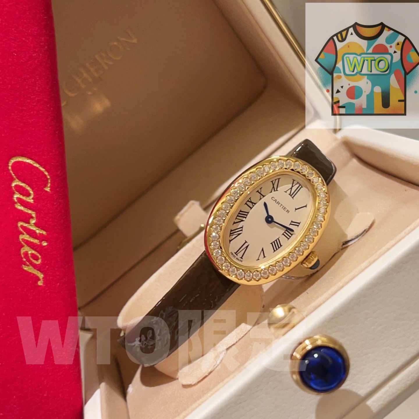 WTO通販 Cartier カルティエ バイニュアールシリーズ 一つの凸円形サファイアを象嵌-WTO輸入-SBC 10