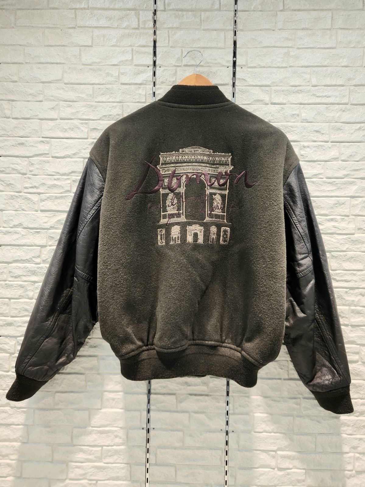 80s DOMON 袖レザー アワードジャケット スタジャン ドモン