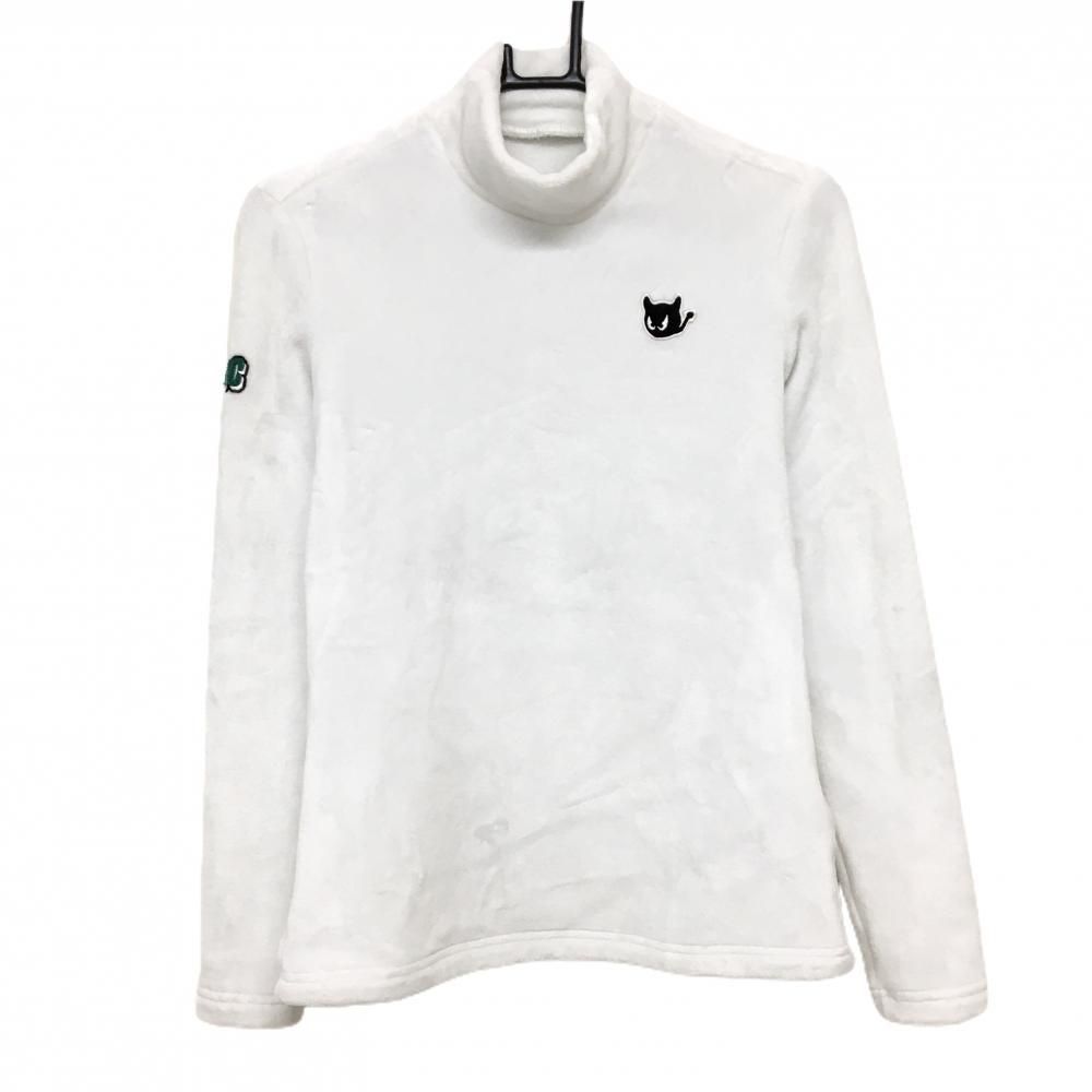 超 ワック ボア長袖ハイネックシャツ 白 袖ワッペン 韓国モデル レディース 3 L ゴルフウェア WAAC