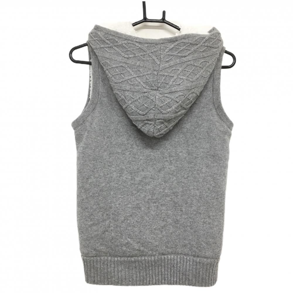 超美品】キスオンザグリーン フード付きリバーシブルベスト グレー×白