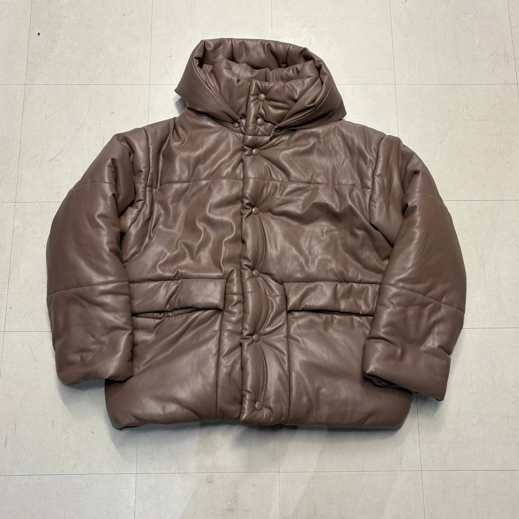 Nanushka ナヌーシュカ Vegan Leather Hide Puffer Jacket フェイクレザー パデッドジャケット ピンク系 size XL 中目黒A11